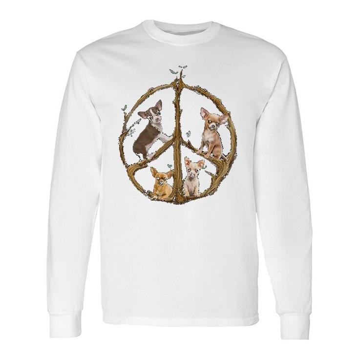 Chihuahua With Peace Sign Long Sleeve T-Shirt