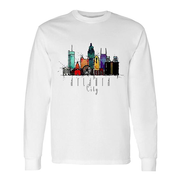 City Of Atlanta Ga Watercolor Long Sleeve T-Shirt