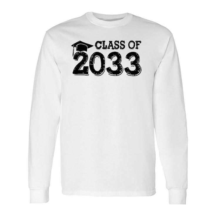 Class Of 2033 Grow With Me Handprints Space On Back Long Sleeve T-Shirt T-Shirt
