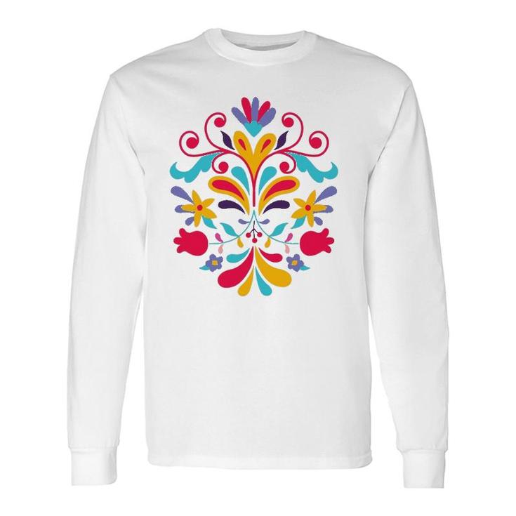 Colorful Floral Mexican Otomi Flowers Floral Otomi Long Sleeve T-Shirt T-Shirt