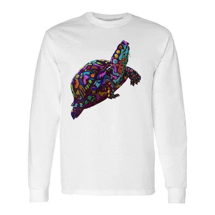 Colorful Splash Eastern Box Turtle Long Sleeve T-Shirt T-Shirt