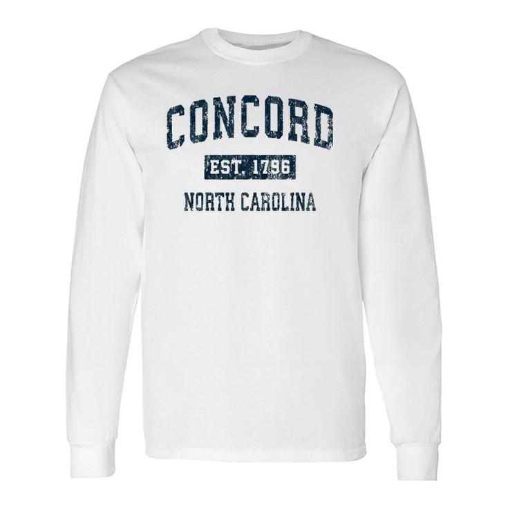 Concord North Carolina Nc Vintage Sports Navy Print Long Sleeve T-Shirt T-Shirt