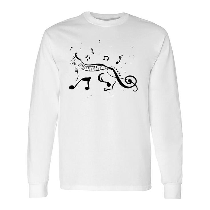 Cool Cat Treble Clef Music Kitty Notes Musician Long Sleeve T-Shirt T-Shirt