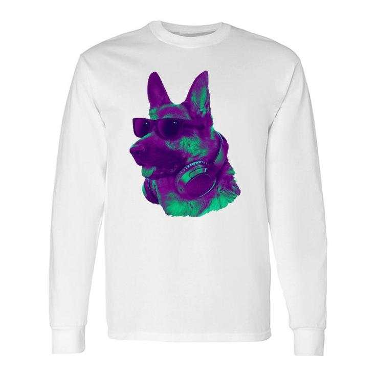 Cool German Shepherd Dj With Headphones & Sunglasses Art Long Sleeve T-Shirt