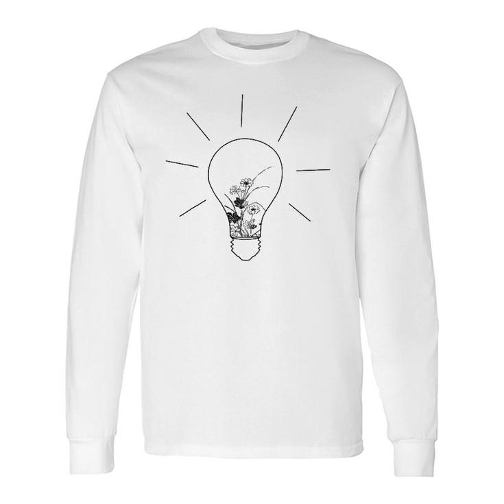 Cool Idea Light Bulb Vintage Flowers Leaves Long Sleeve T-Shirt T-Shirt