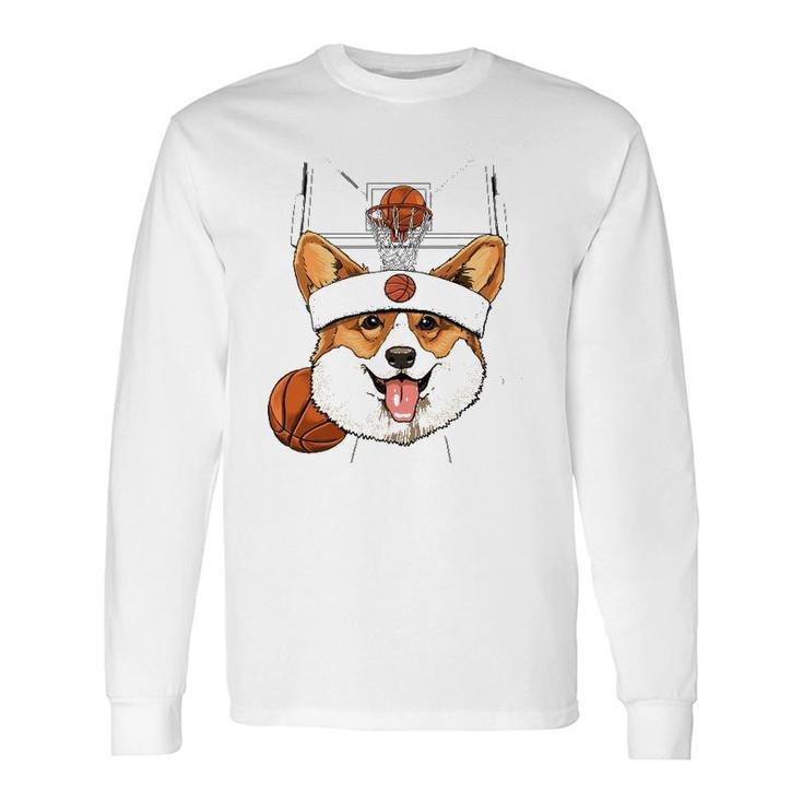 Corgi Basketball Dog Lovers Basketball Player Long Sleeve T-Shirt T-Shirt
