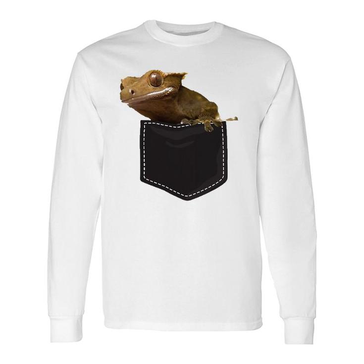 Crested Gecko Pocket Badge Long Sleeve T-Shirt T-Shirt