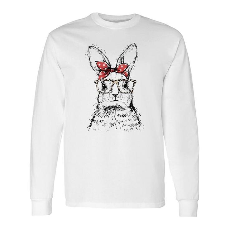 Cute Bunny With Leopard Glasses Cute Easter Tank Top Long Sleeve T-Shirt T-Shirt