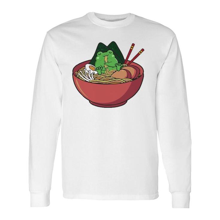 Cute Frog Eating Ramen Japanese Noodles Lover Long Sleeve T-Shirt T-Shirt