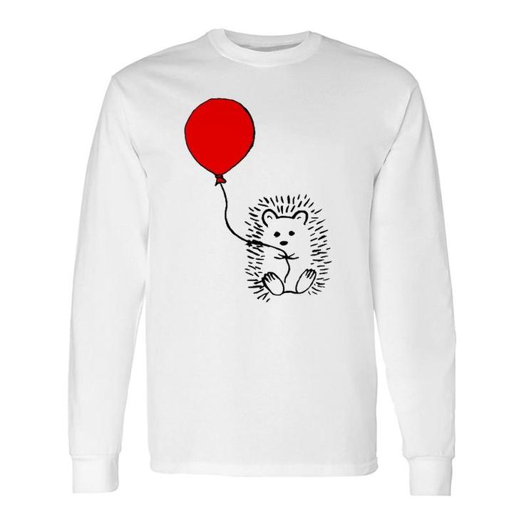 Cute Hedgehog With Red Balloon The Perfect Birthday Long Sleeve T-Shirt T-Shirt