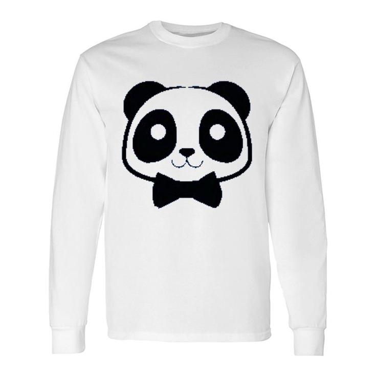 Cute Panda With Bowtie Long Sleeve T-Shirt