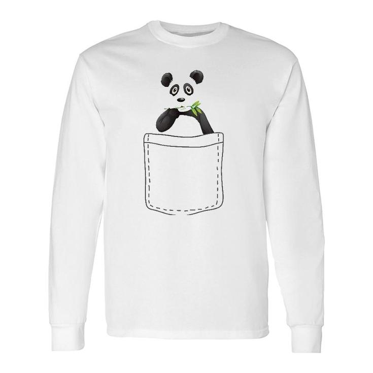 Cute Panda In The Pocket, Panda Long Sleeve T-Shirt