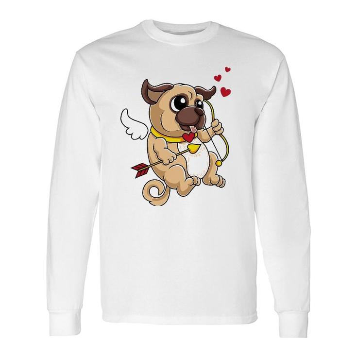 Cute Pug Valentine's Day Cupid Pug Dog Love Long Sleeve T-Shirt T-Shirt