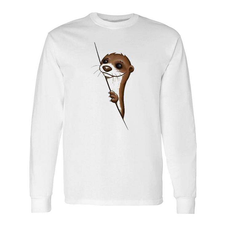 Cute Sea Otter Illustration Otter Fan Art Long Sleeve T-Shirt T-Shirt