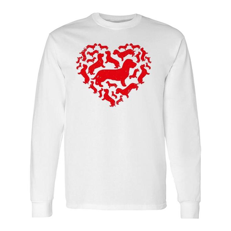 Cute Valentine's Day Dachshund Dog Hearts Puppy Lover Long Sleeve T-Shirt T-Shirt