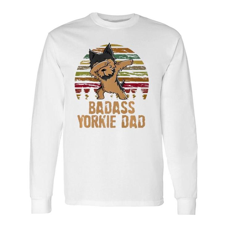 Dabbing Badass Yorkie Dad Long Sleeve T-Shirt T-Shirt