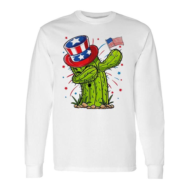 Dabbing Cactus 4Th Of July Usa Flag Succulent Long Sleeve T-Shirt T-Shirt