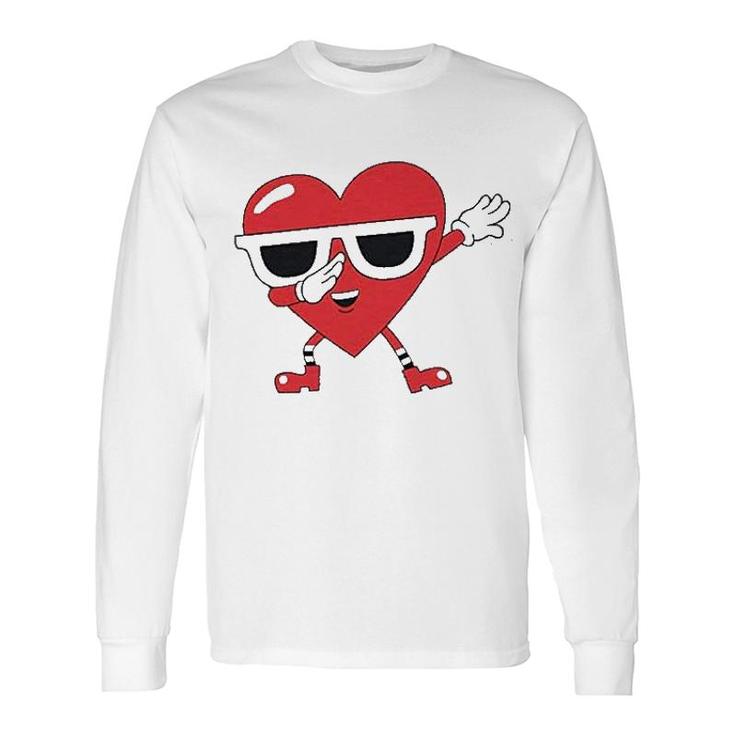 Dabbing Heart Love Dab Valentine's Day Long Sleeve T-Shirt