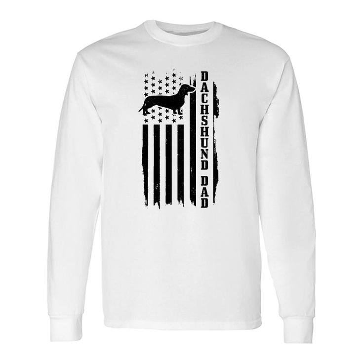 Dachshund Dad Vintage American Flag Patriotic Weiner Dog Long Sleeve T-Shirt T-Shirt