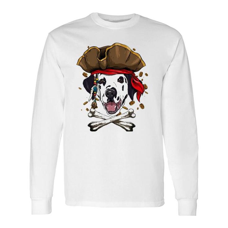 Dalmatian Pirate Dog Halloween Jolly Roger Long Sleeve T-Shirt T-Shirt