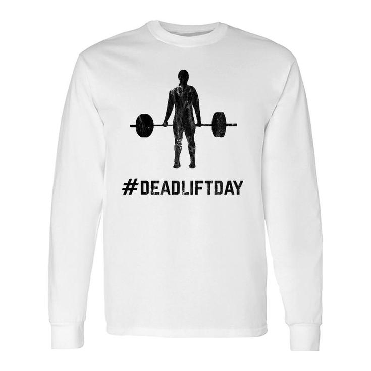 Deadlift Day Retro Vintage Barbell Gym Lifting Long Sleeve T-Shirt T-Shirt