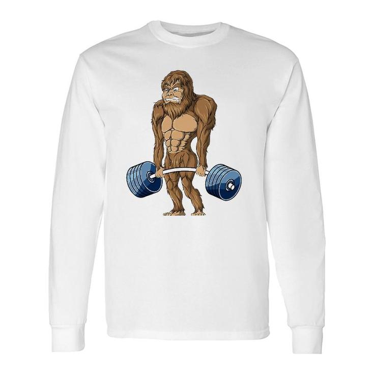 Deadlifting Sasquatch Bigfoot Weightlifting Workout Long Sleeve T-Shirt T-Shirt