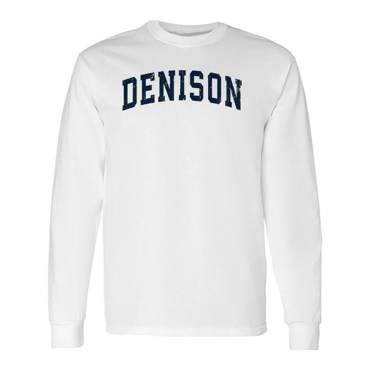 Denison Texas Tx Vintage Sports Navy Long Sleeve T-Shirt