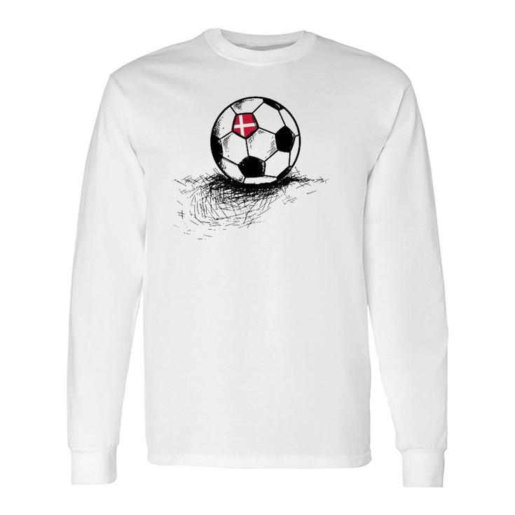 Denmark Soccer Ball Flag Jersey Danish Football Long Sleeve T-Shirt T-Shirt