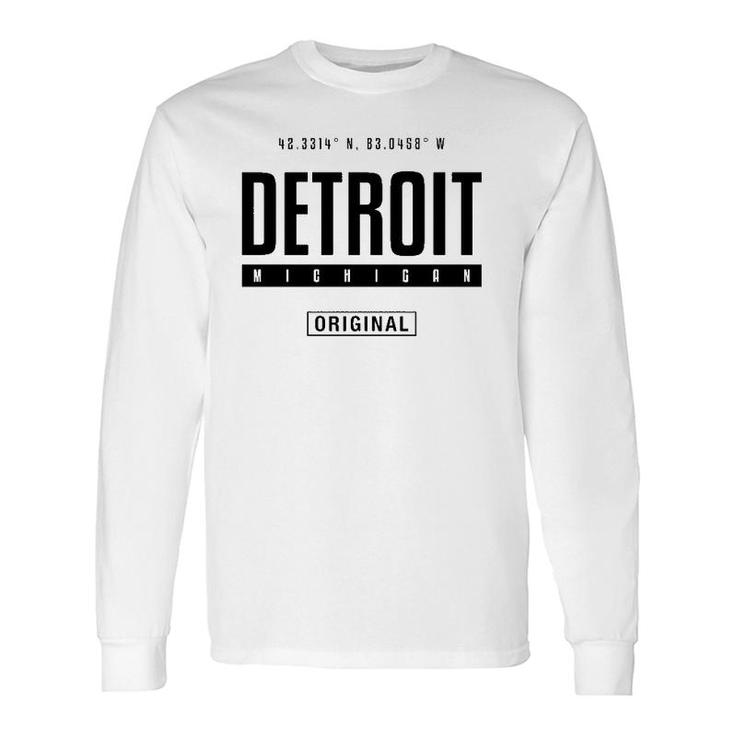 Detroit Coordinates Novelty Graphic Long Sleeve T-Shirt T-Shirt