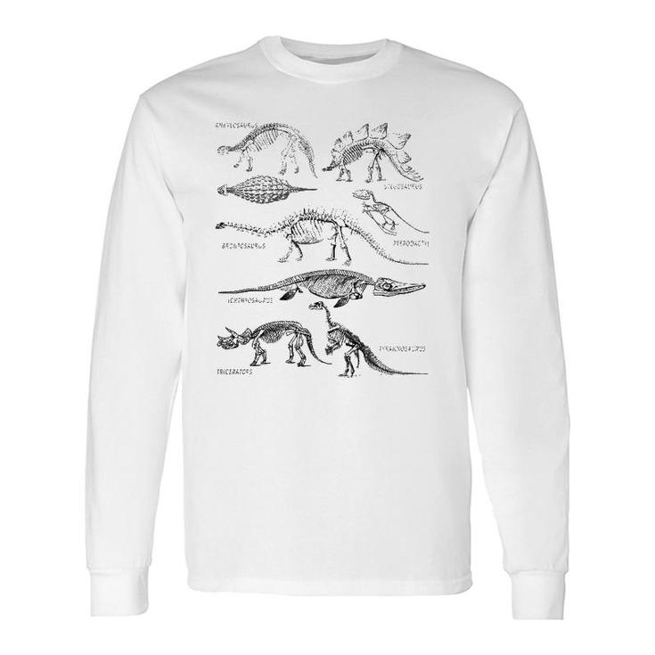 Dinosaur Skeleton Clothing Dino Vintage Paleontology Alt Art Long Sleeve T-Shirt T-Shirt