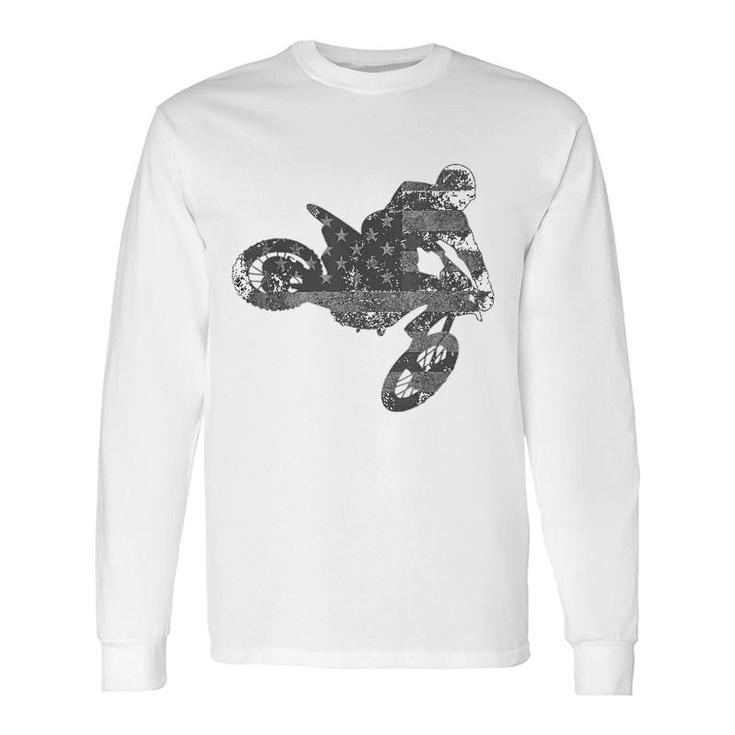 Dirt Bike American Flag Motocross Long Sleeve T-Shirt T-Shirt