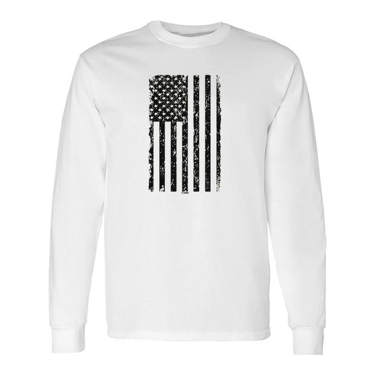 Distressed Black Usa Flag Long Sleeve T-Shirt T-Shirt