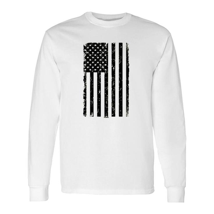 Distressed Black Usa Flag United States Long Sleeve T-Shirt T-Shirt
