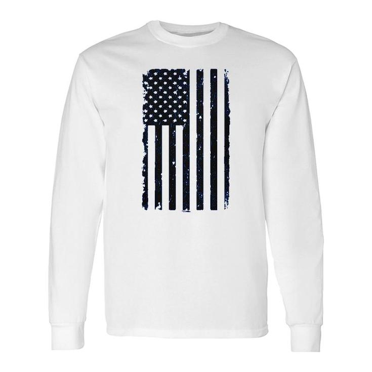 Distressed Black Usa Flag United States Long Sleeve T-Shirt T-Shirt