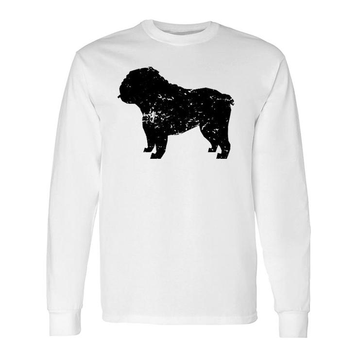 Distressed English Bulldog Silhouette Dog Owner Long Sleeve T-Shirt T-Shirt