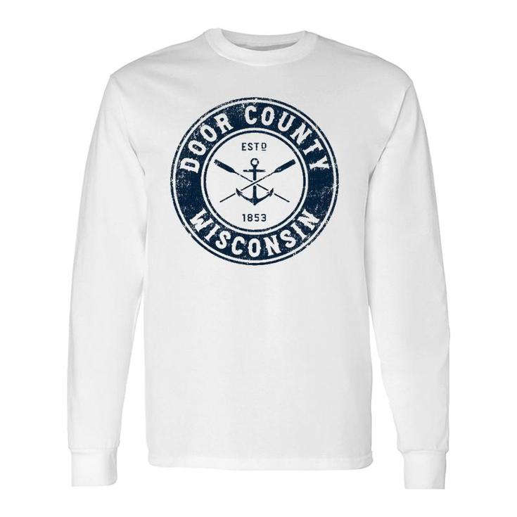 Door County Wisconsin Wi Vintage Boat Anchor & Oars Long Sleeve T-Shirt T-Shirt