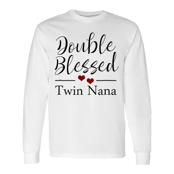Double Blessed Twin Nana Red Hearts Long Sleeve T-Shirt