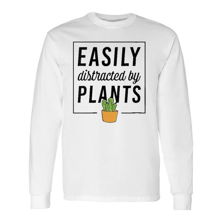 Easily Distracted By Plants Plant Lover Christmas V-Neck Long Sleeve T-Shirt