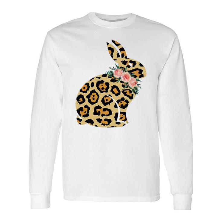Easter Leopard Floral Bunny Long Sleeve T-Shirt