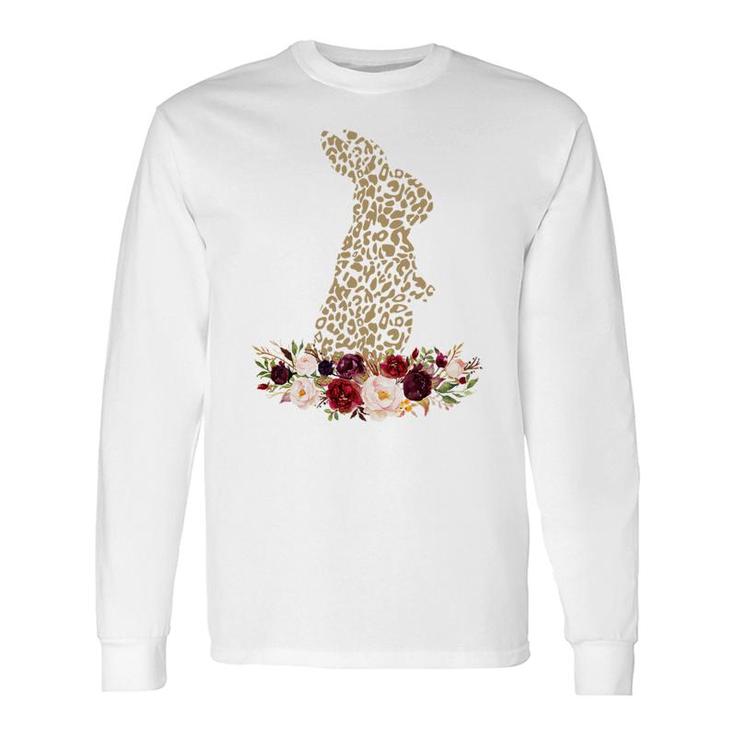 Easter Leopard Floral Bunny Long Sleeve T-Shirt