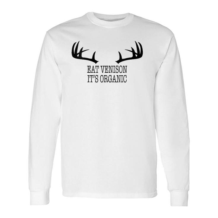 Eat Venison It's Organic Deer Hunting Season Antler Rack V-Neck Long Sleeve T-Shirt T-Shirt