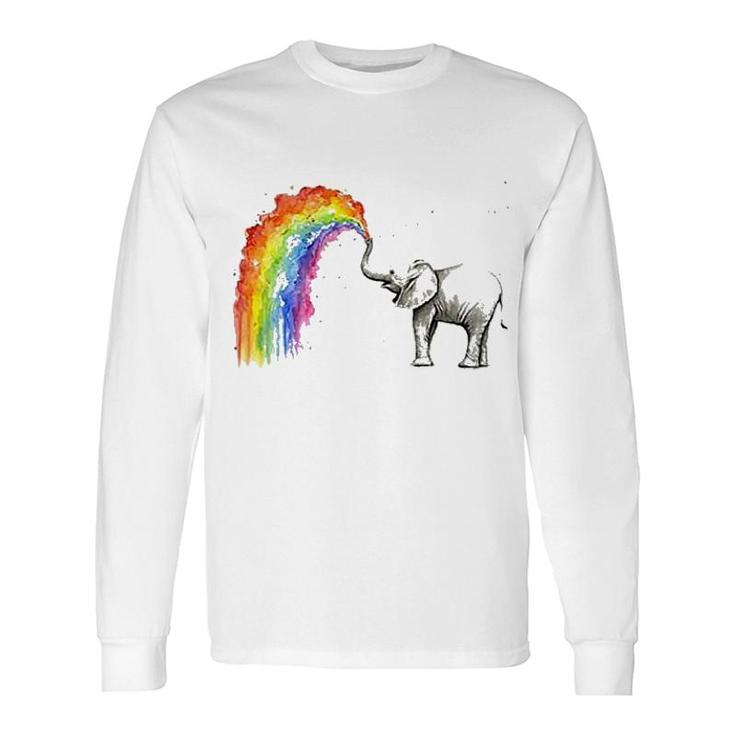 Elephant And Rainbow Long Sleeve T-Shirt