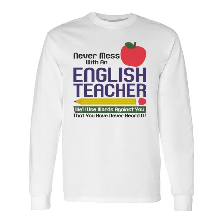 English Teacher Humor Reading Books Vocabulary Grammar Long Sleeve T-Shirt T-Shirt
