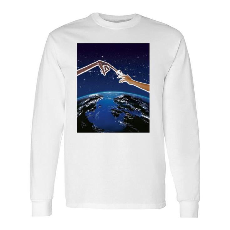 ET Light Up Finger Touch Space View Graphic Long Sleeve T-Shirt T-Shirt