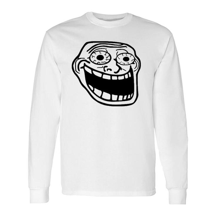 Excited Troll Face Meme Long Sleeve T-Shirt