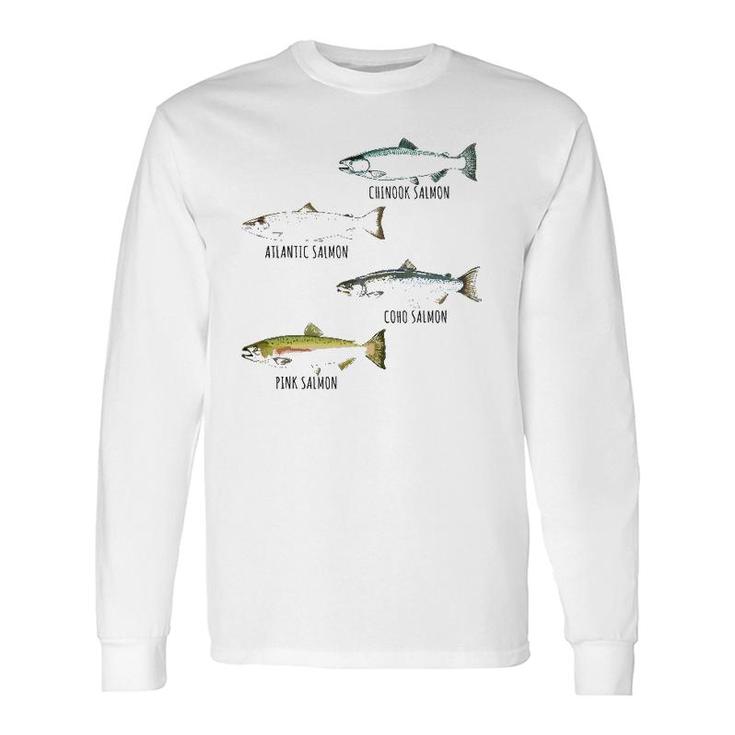 Fish Species Biology Different Types Of Salmons Fishing Long Sleeve T-Shirt T-Shirt