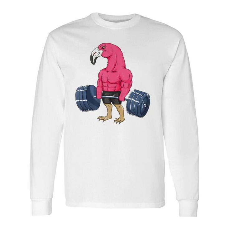 Flamingo Weightlifting Bodybuilder Muscle Fitness Long Sleeve T-Shirt T-Shirt