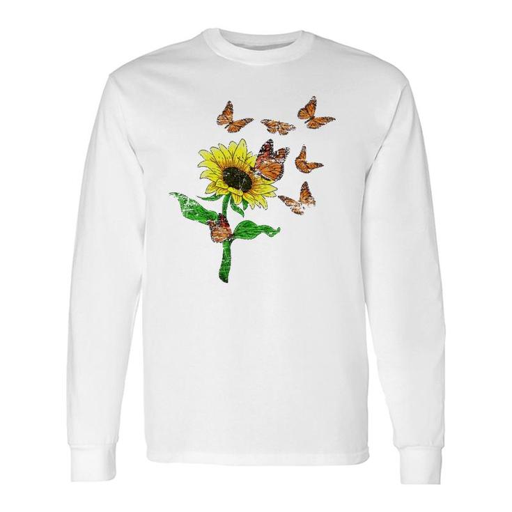 Flower Butterflies Nature Butterfly Sunflower Long Sleeve T-Shirt T-Shirt