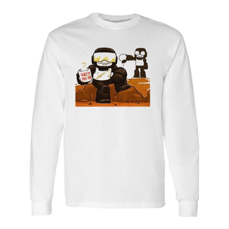 Fnf Game Tankman Having A Coffee Long Sleeve T-Shirt T-Shirt