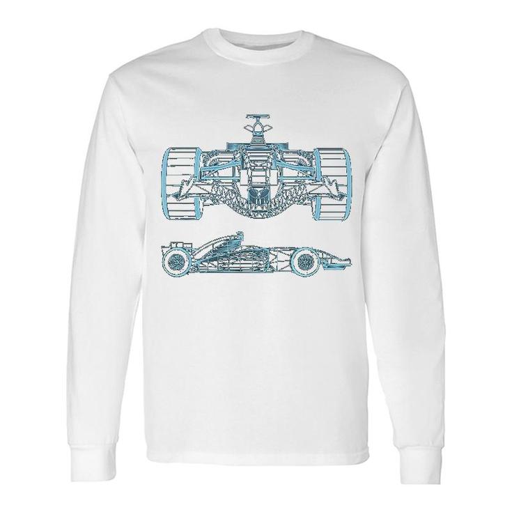 Formula Racing Car Silhouette Mechanical Engineering Draw Long Sleeve T-Shirt T-Shirt